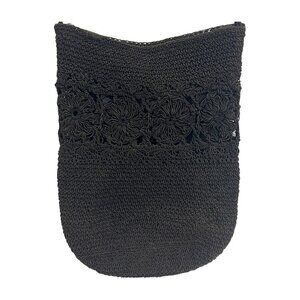 Kathie Lee Collection Black Macrame Crossbody Purse Zipper Closure Boho